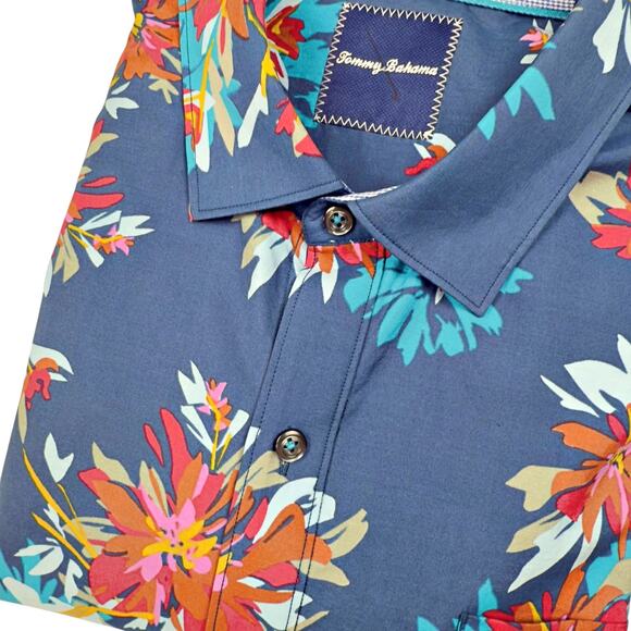 Tommy Bahama Men's XL LS Silk Blend Button Floral Shirt Flip Cuff Hawaiian - Picture 1 of 7